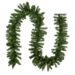 9' X 10" Pre-lit Rockwood Pine Artificial Christmas Garland, Warm White LED Lights