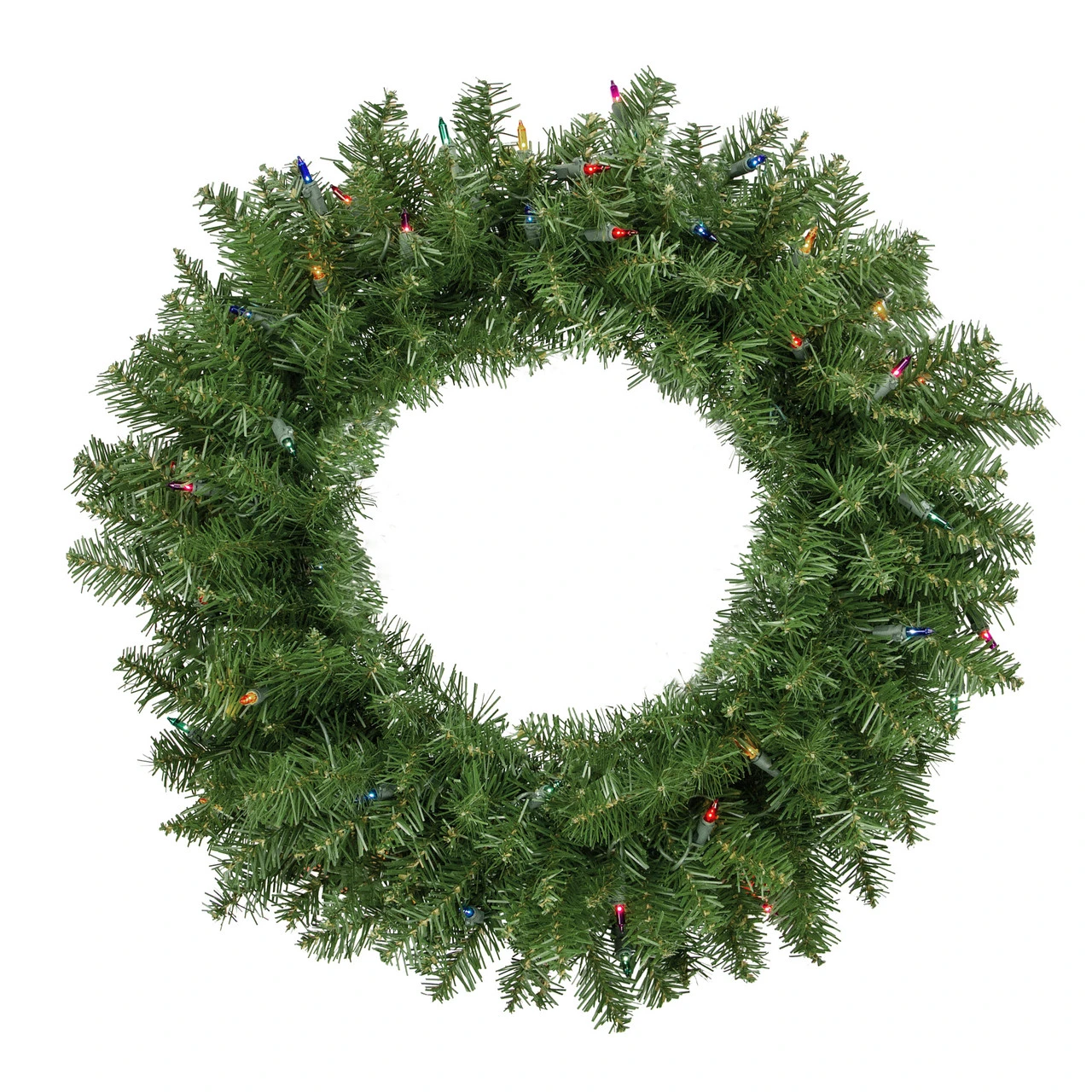 Pre-Lit Rockwood Pine Artificial Christmas Wreath, 24-Inch, Multi Lights 3 Pre-Lit Rockwood Pine Artificial Christmas Wreath, 24-Inch, Multi Lights