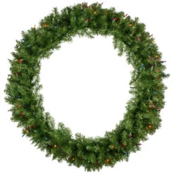 Pre-Lit Rockwood Pine Artificial Christmas Wreath, 36-Inch, Multi Lights