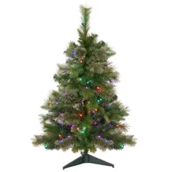 3' Pre-Lit Kingston Cashmere Pine Full Artificial Christmas Tree, Multi LED Lights