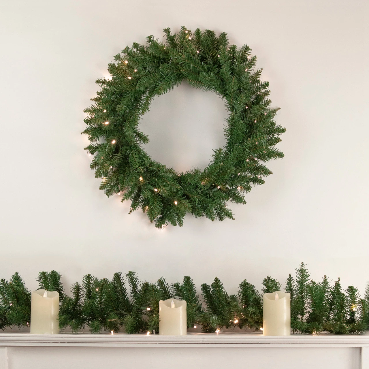 Pre-Lit Winona Fir Artificial Christmas Wreath, 30-Inch, Warm White LED Lights 4 Pre-Lit Winona Fir Artificial Christmas Wreath, 30-Inch, Warm White LED Lights - Image 2