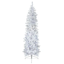 6.5' Pre-Lit Woodbury White Pine Pencil Artificial Christmas Tree, Blue Lights