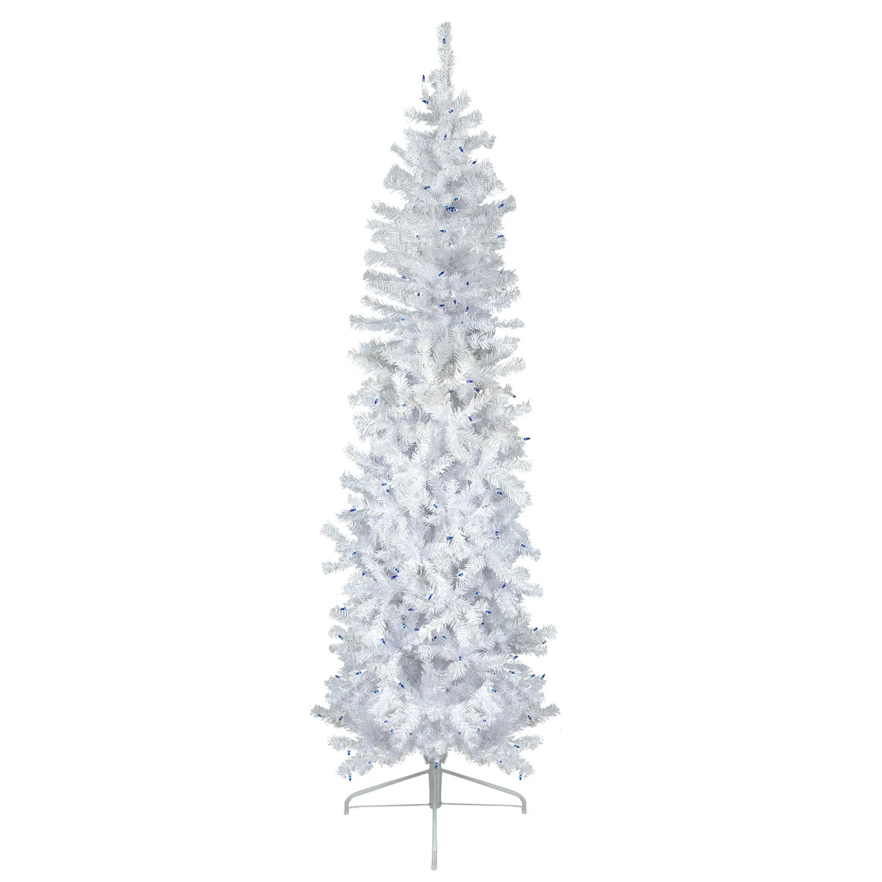 6.5' Pre-Lit Woodbury White Pine Pencil Artificial Christmas Tree, Blue Lights 3 6.5' Pre-Lit Woodbury White Pine Pencil Artificial Christmas Tree, Blue Lights