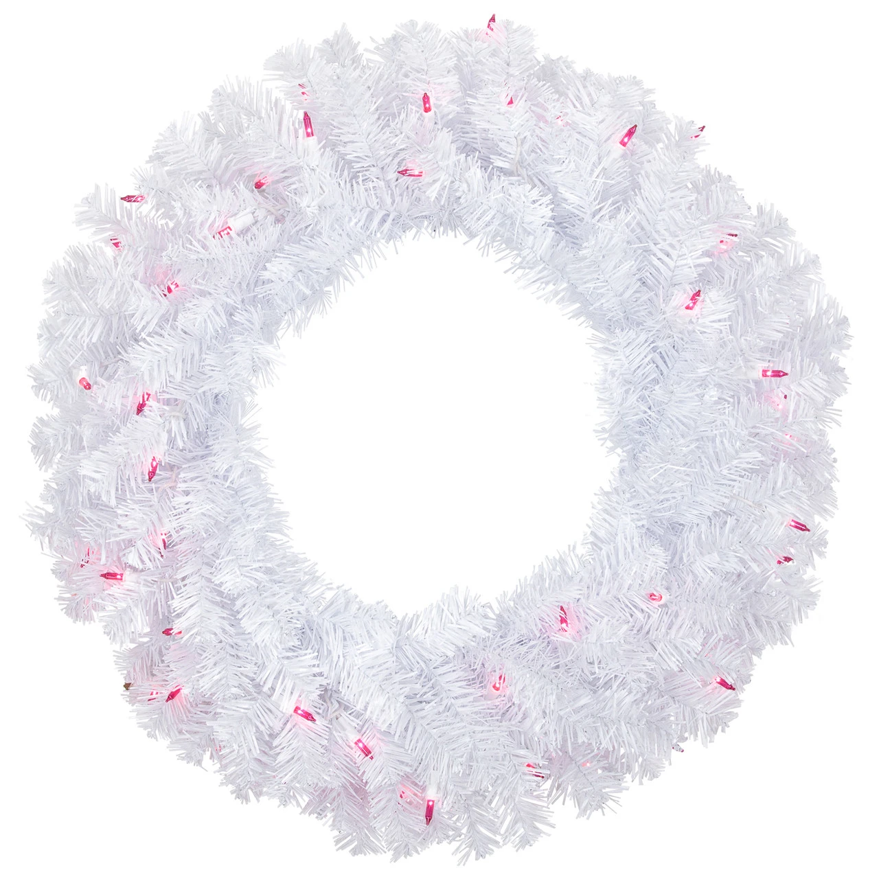 Pre-Lit Woodbury White Pine Artificial Christmas Wreath, 24-Inch, Pink Lights 3 Pre-Lit Woodbury White Pine Artificial Christmas Wreath, 24-Inch, Pink Lights