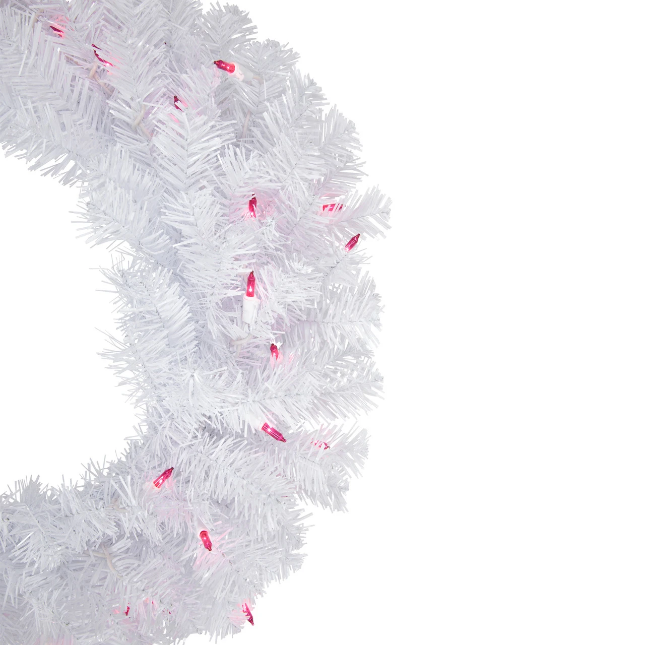 Pre-Lit Woodbury White Pine Artificial Christmas Wreath, 24-Inch, Pink Lights 6 Pre-Lit Woodbury White Pine Artificial Christmas Wreath, 24-Inch, Pink Lights - Image 4