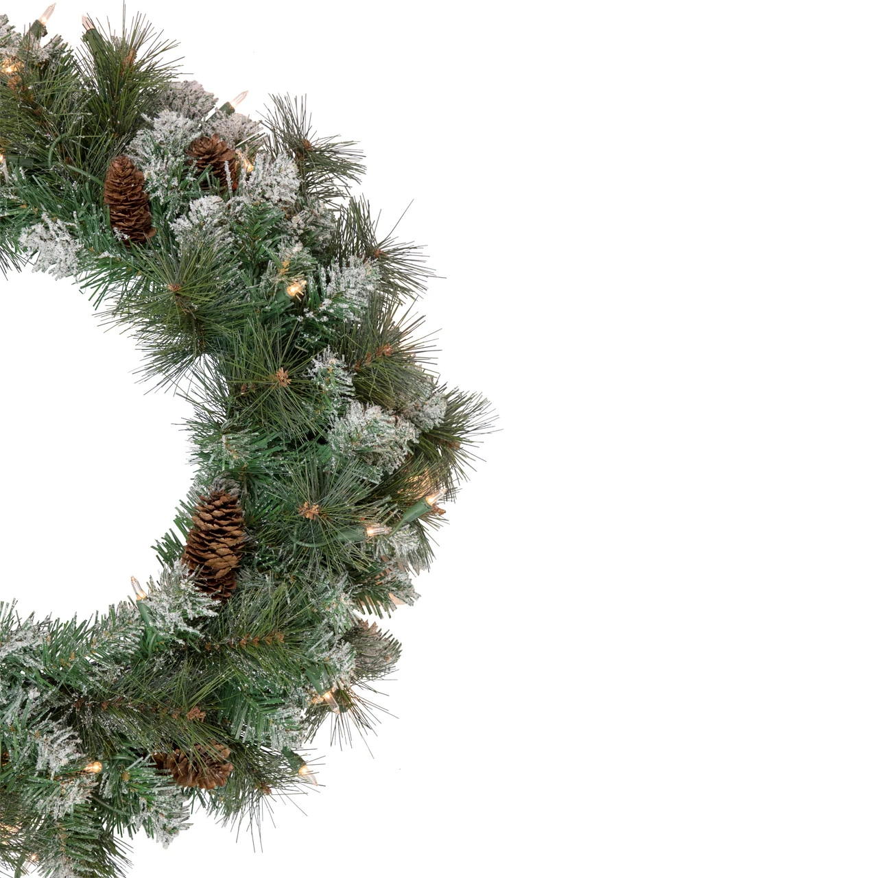 Pre-Lit Snow Valley Pine Artificial Christmas Wreath, 24-Inch, Clear Lights 4 Pre-Lit Snow Valley Pine Artificial Christmas Wreath, 24-Inch, Clear Lights - Image 2