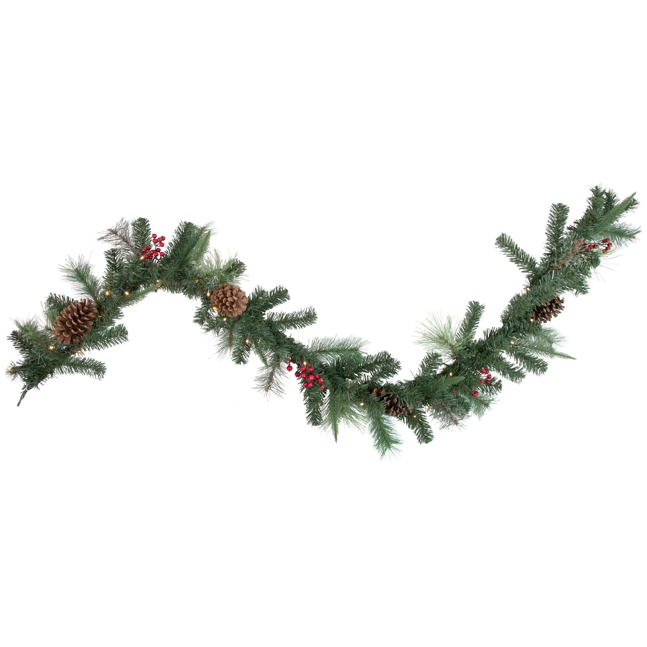 6' X 9" Pre-Lit Decorated Pine Cone And Berries Artificial Christmas Garland 3 6' X 9" Pre-Lit Decorated Pine Cone And Berries Artificial Christmas Garland