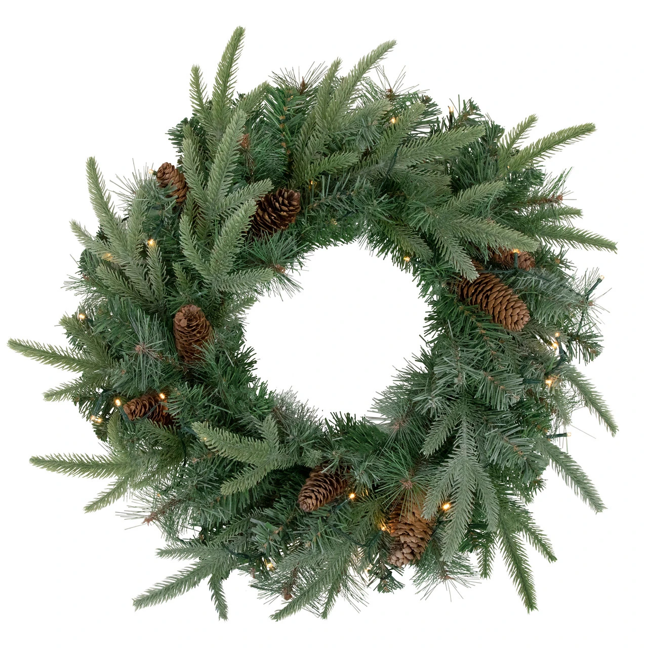 24" Pre-Lit Artificial Mixed Pine And Pine Cone Christmas Wreath 3 24" Pre-Lit Artificial Mixed Pine And Pine Cone Christmas Wreath