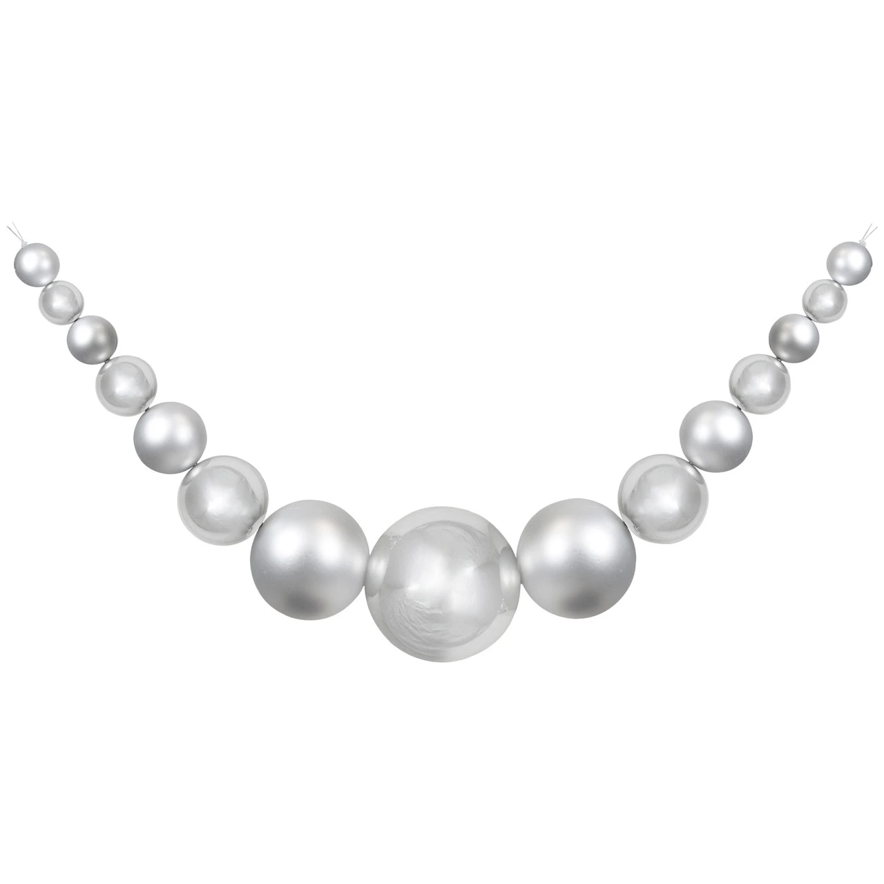 6' Silver Shiny And Matte Shatterproof Ball Christmas Swag 3 6' Silver Shiny And Matte Shatterproof Ball Christmas Swag