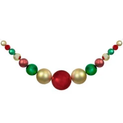 6' Red, Gold And Green Shiny And Matte Shatterproof Ball Christmas Swag