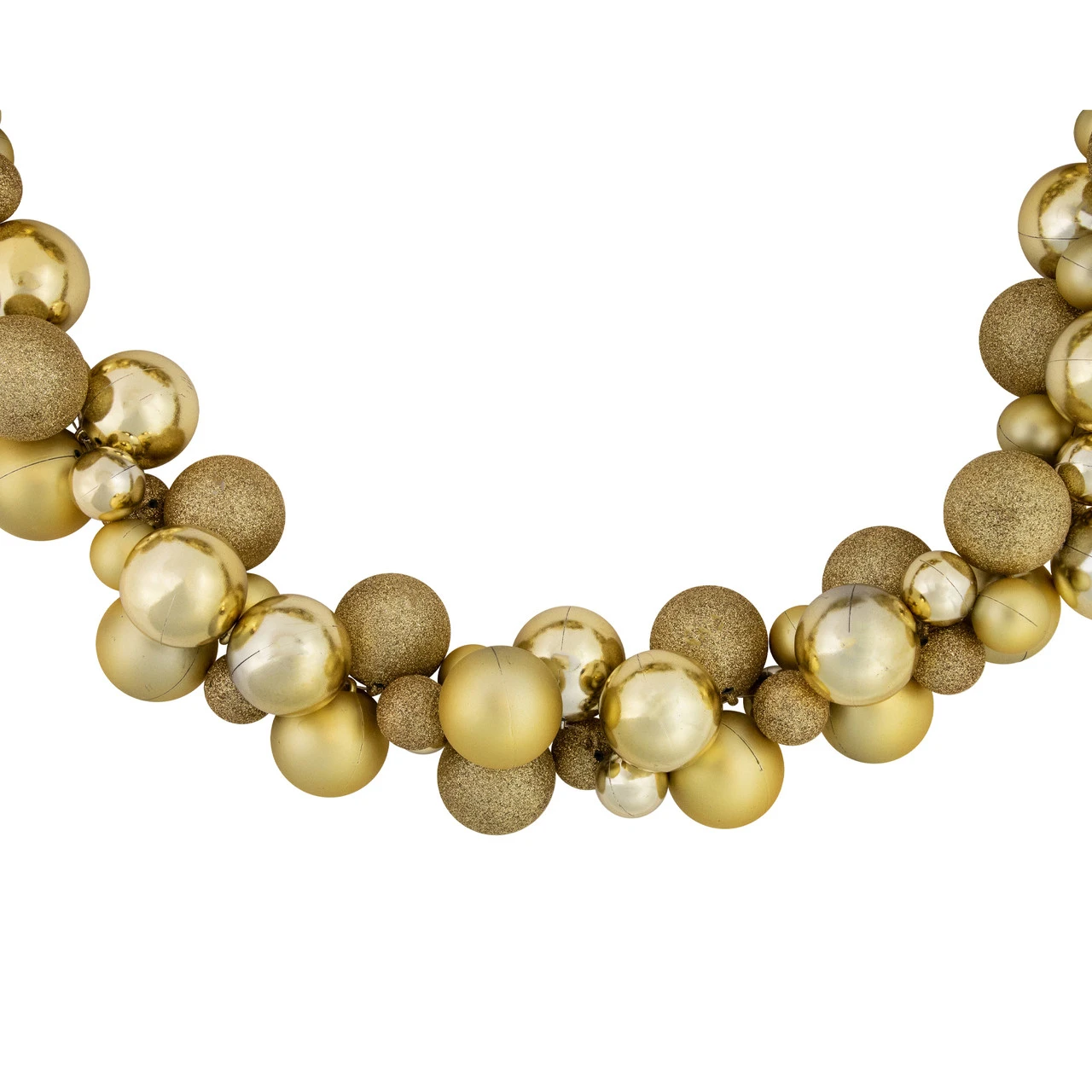 6' Shatterproof Ball Vegas Gold 3-Finish Christmas Garland 6 6' Shatterproof Ball Vegas Gold 3-Finish Christmas Garland - Image 4