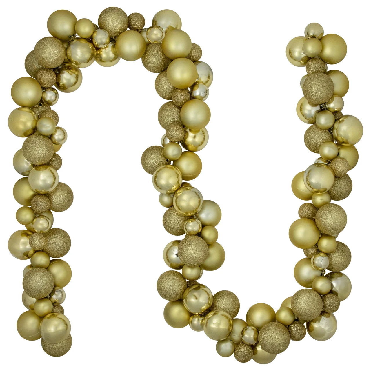 6' Shatterproof Ball Vegas Gold 3-Finish Christmas Garland 3 6' Shatterproof Ball Vegas Gold 3-Finish Christmas Garland