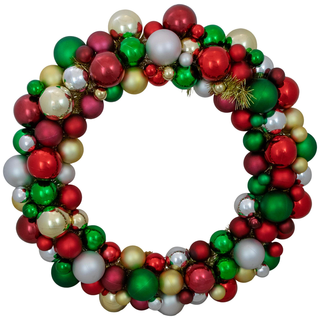 Traditional Colors 2-Finish Shatterproof Ball Christmas Wreath, 36-Inch 3 Traditional Colors 2-Finish Shatterproof Ball Christmas Wreath, 36-Inch