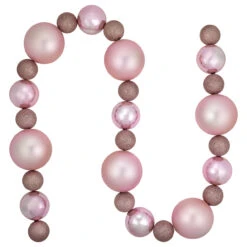 6' Pink Shatterproof Ball 3-Finish Christmas Garland