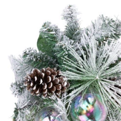 30" Flocked Pine Artificial Christmas Teardrop Swag With Iridescent Ornaments - Unlit 10 30" Flocked Pine Artificial Christmas Teardrop Swag With Iridescent Ornaments - Unlit -Christmas Decoration Store northlight sm94101 1new 58514.1680184050
