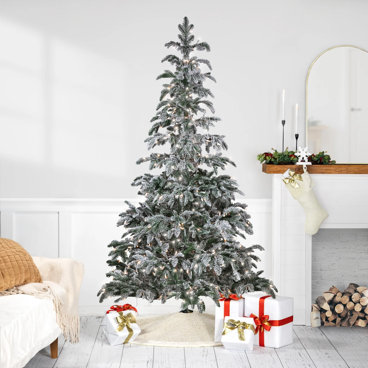 6.5' Pre-Lit Full Flocked Whistler Noble Fir Artificial Christmas Tree - Clear Lights 3 6.5' Pre-Lit Full Flocked Whistler Noble Fir Artificial Christmas Tree - Clear Lights