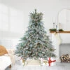 6.5' Pre-Lit Full Flocked Jasper Balsam Fir Artificial Christmas Tree - Clear Lights -Christmas Decoration Store northlight sp15027 50100.1667578178