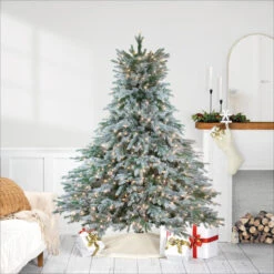 6.5' Pre-Lit Full Flocked Jasper Balsam Fir Artificial Christmas Tree - Clear Lights