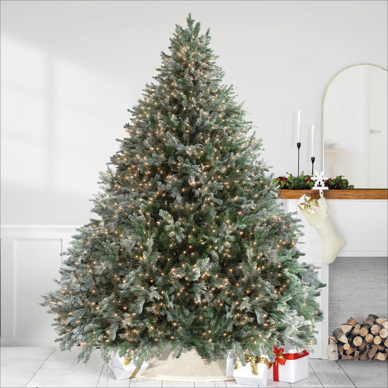 9' Pre-Lit Green Flocked Jasper Balsam Fir Artificial Christmas Tree - Clear Lights 3 9' Pre-Lit Green Flocked Jasper Balsam Fir Artificial Christmas Tree - Clear Lights