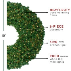 10' Pre-Lit Olympia Pine Commercial Artificial Christmas Wreath - Warm White Lights -Christmas Decoration Store northlight th90409 thumbnail 14791.1667535782