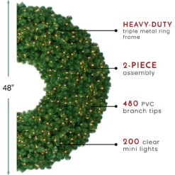 48" Pre-Lit Olympia Pine Artificial Christmas Wreath - Clear Lights -Christmas Decoration Store northlight th90410 thumbnail 83481.1667577037