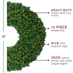 12' Pre-Lit Olympia Pine Commercial Artificial Christmas Wreath - Warm White Lights -Christmas Decoration Store northlight th90991 thumbnail 83315.1667560842