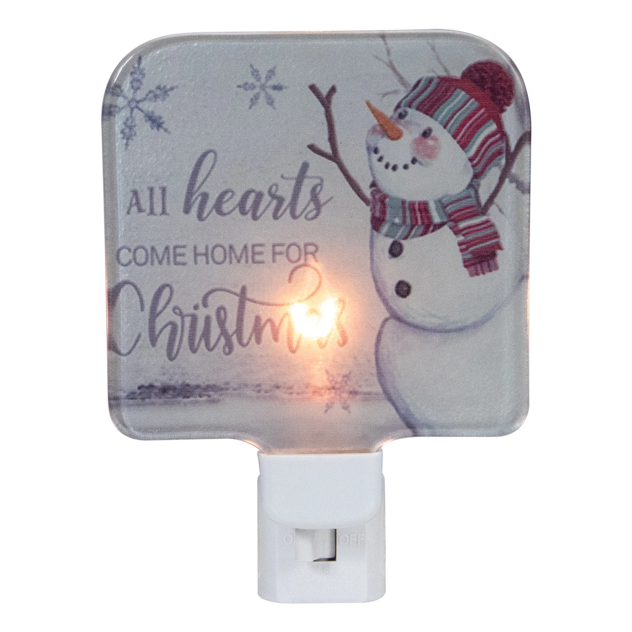 4" White All Hearts Come Home For Christmas Glass Night Light 3 4" White All Hearts Come Home For Christmas Glass Night Light