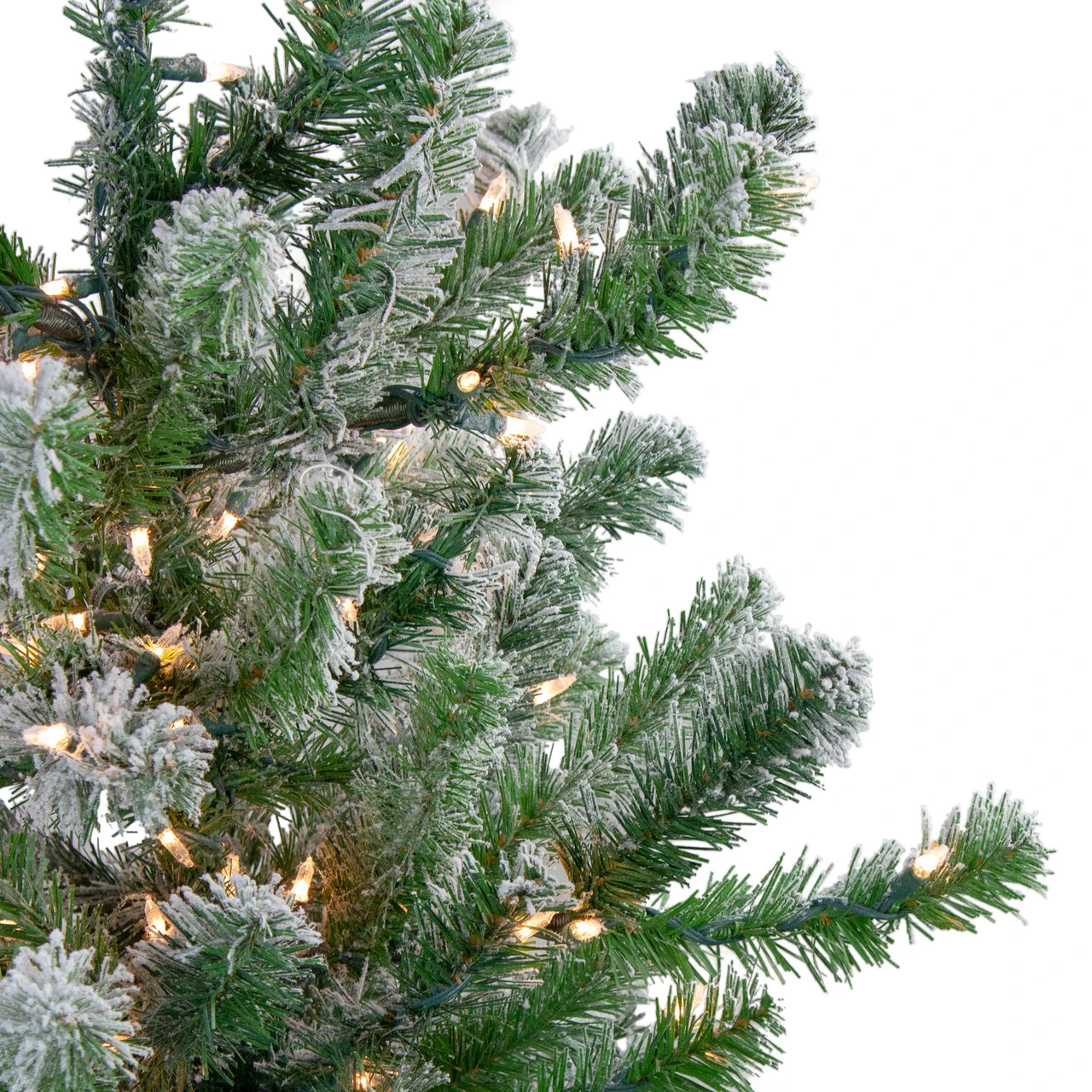 4.5' Pre-Lit Full Flocked Natural Emerald Artificial Christmas Tree - Warm Clear Lights 6 4.5' Pre-Lit Full Flocked Natural Emerald Artificial Christmas Tree - Warm Clear Lights - Image 4