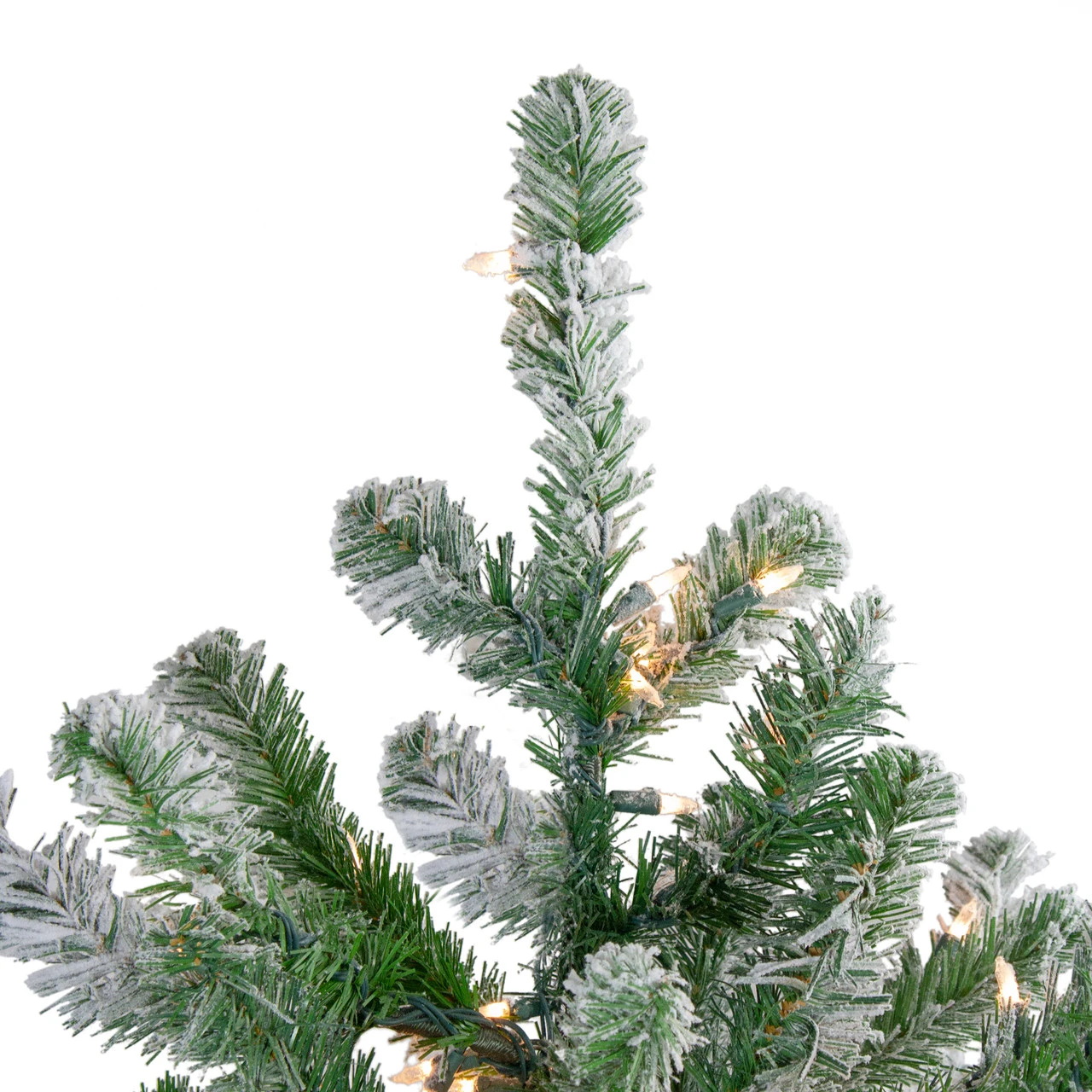 4.5' Pre-Lit Full Flocked Natural Emerald Artificial Christmas Tree - Warm Clear Lights 5 4.5' Pre-Lit Full Flocked Natural Emerald Artificial Christmas Tree - Warm Clear Lights - Image 3