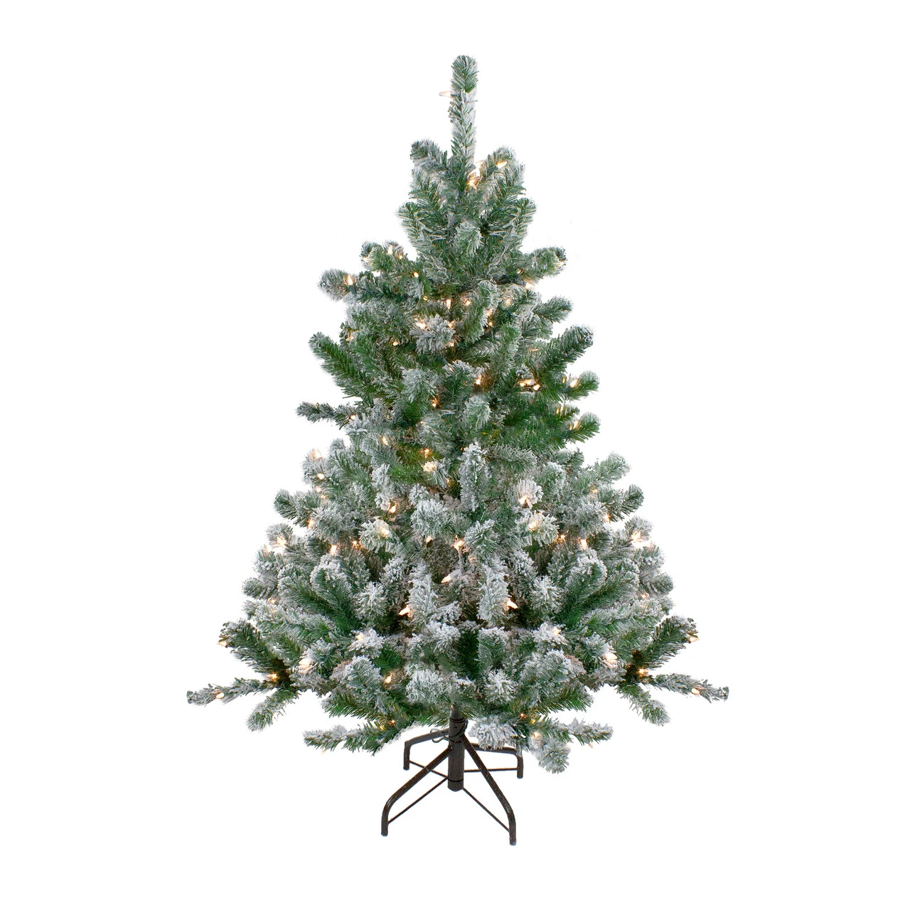 4.5' Pre-Lit Full Flocked Natural Emerald Artificial Christmas Tree - Warm Clear Lights 4 4.5' Pre-Lit Full Flocked Natural Emerald Artificial Christmas Tree - Warm Clear Lights - Image 2