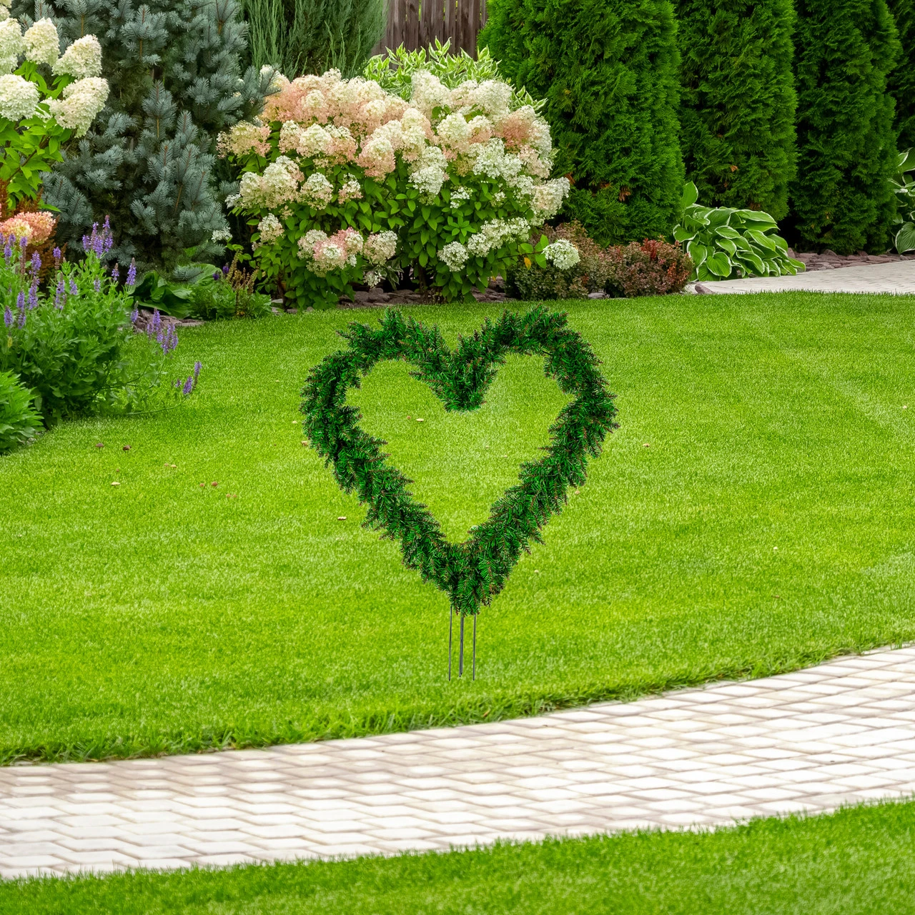 Artificial Pine Heart Shaped Wreath With Ground Stakes, 25-Inch, Unlit 5 Artificial Pine Heart Shaped Wreath With Ground Stakes, 25-Inch, Unlit - Image 3