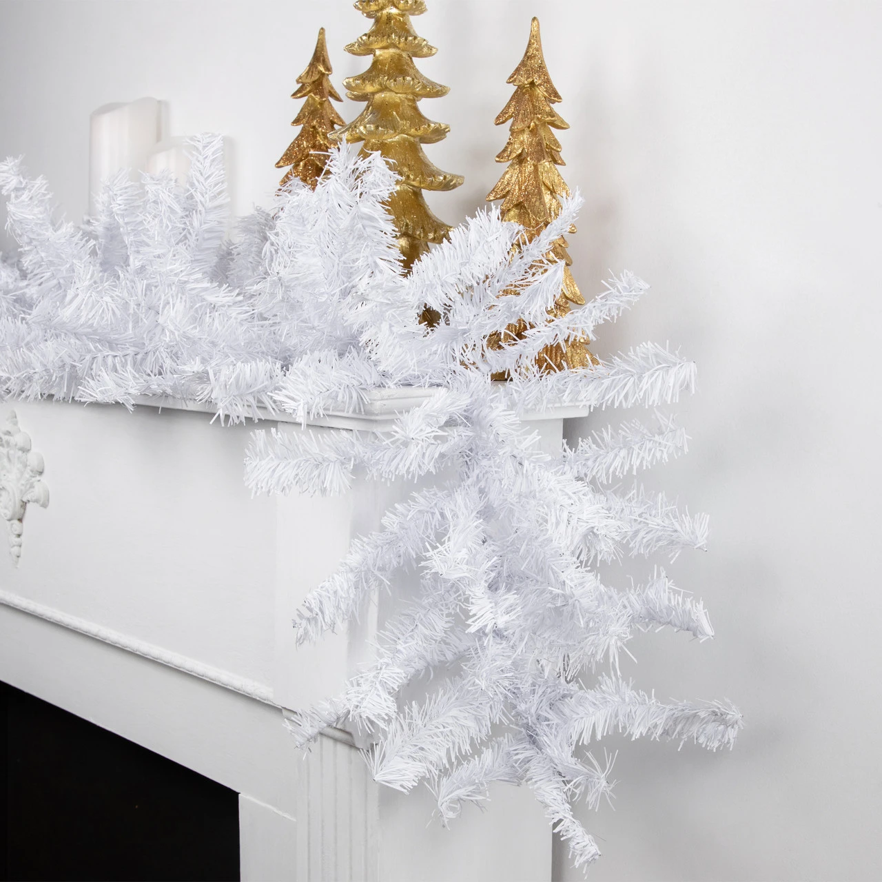 9' X 14" White Canadian Pine Artificial Christmas Garland, Unlit 4 9' X 14" White Canadian Pine Artificial Christmas Garland, Unlit - Image 2