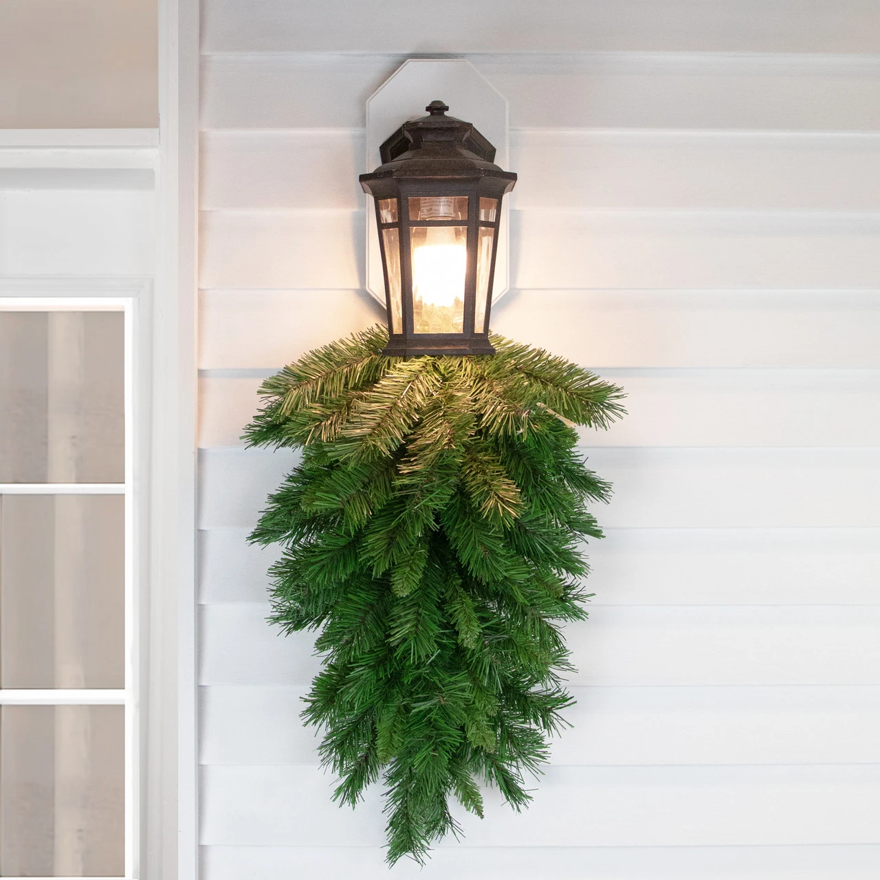 30" Mixed Pine Artificial Christmas Teardrop Swag, Unlit 4 30" Mixed Pine Artificial Christmas Teardrop Swag, Unlit - Image 2