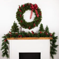 Pre-Lit Canadian Pine Artificial Christmas Double Wreath, 36-Inch, Clear LED Lights 5 Pre-Lit Canadian Pine Artificial Christmas Double Wreath, 36-Inch, Clear LED Lights -Christmas Decoration Store northlight v15837 2 51686.1683833059