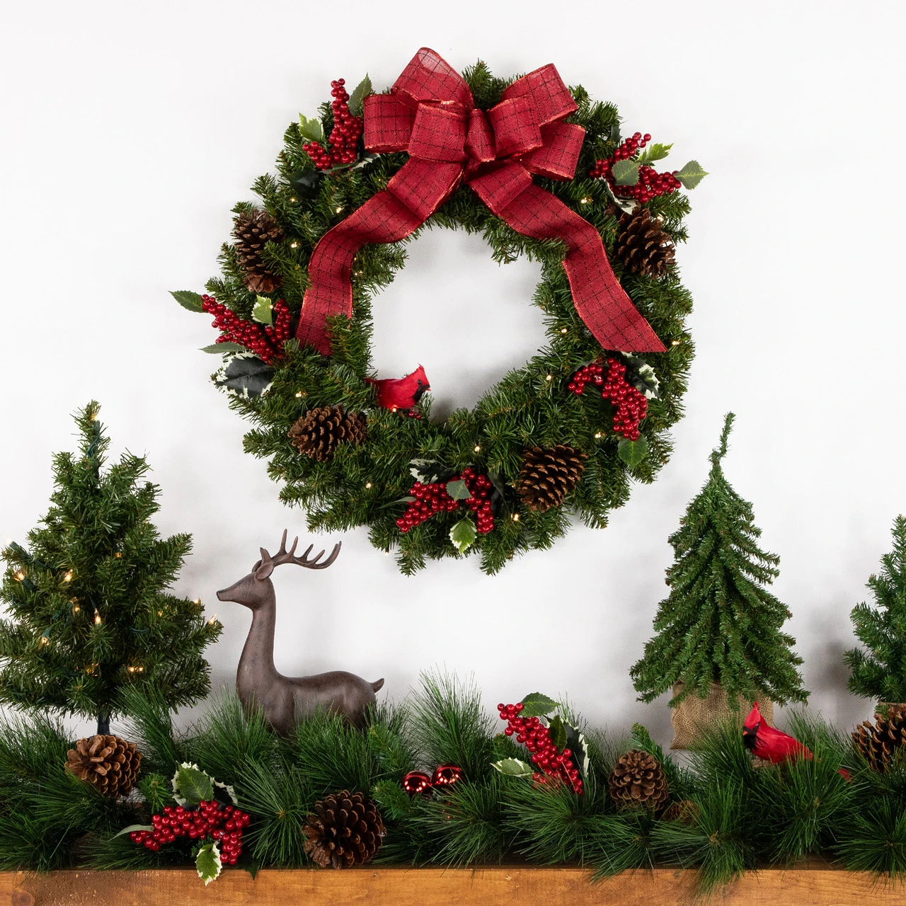 Pre-Lit Canadian Pine Artificial Christmas Wreath, 24-Inch, Clear Lights 5 Pre-Lit Canadian Pine Artificial Christmas Wreath, 24-Inch, Clear Lights - Image 3