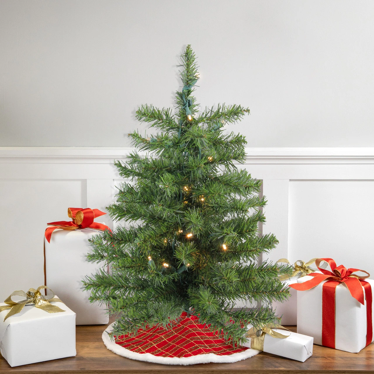 2' Pre-Lit Medium Canadian Pine Artificial Christmas Tree - Warm Clear Lights 3 2' Pre-Lit Medium Canadian Pine Artificial Christmas Tree - Warm Clear Lights