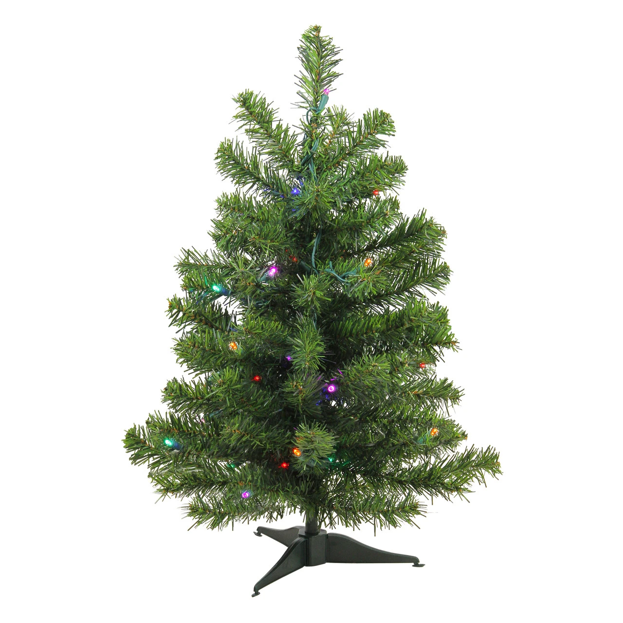 2' Pre-Lit Medium Canadian Pine Artificial Christmas Tree, Multicolor Lights 4 2' Pre-Lit Medium Canadian Pine Artificial Christmas Tree, Multicolor Lights - Image 2
