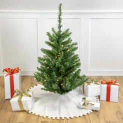 3' Pre-Lit Canadian Pine Artificial Christmas Tree, Clear LED Lights