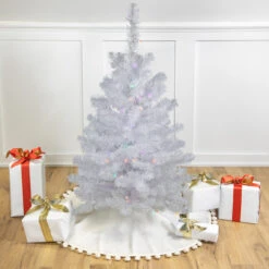 3' Pre-Lit LED Snow White Artificial Christmas Tree, Multi Lights