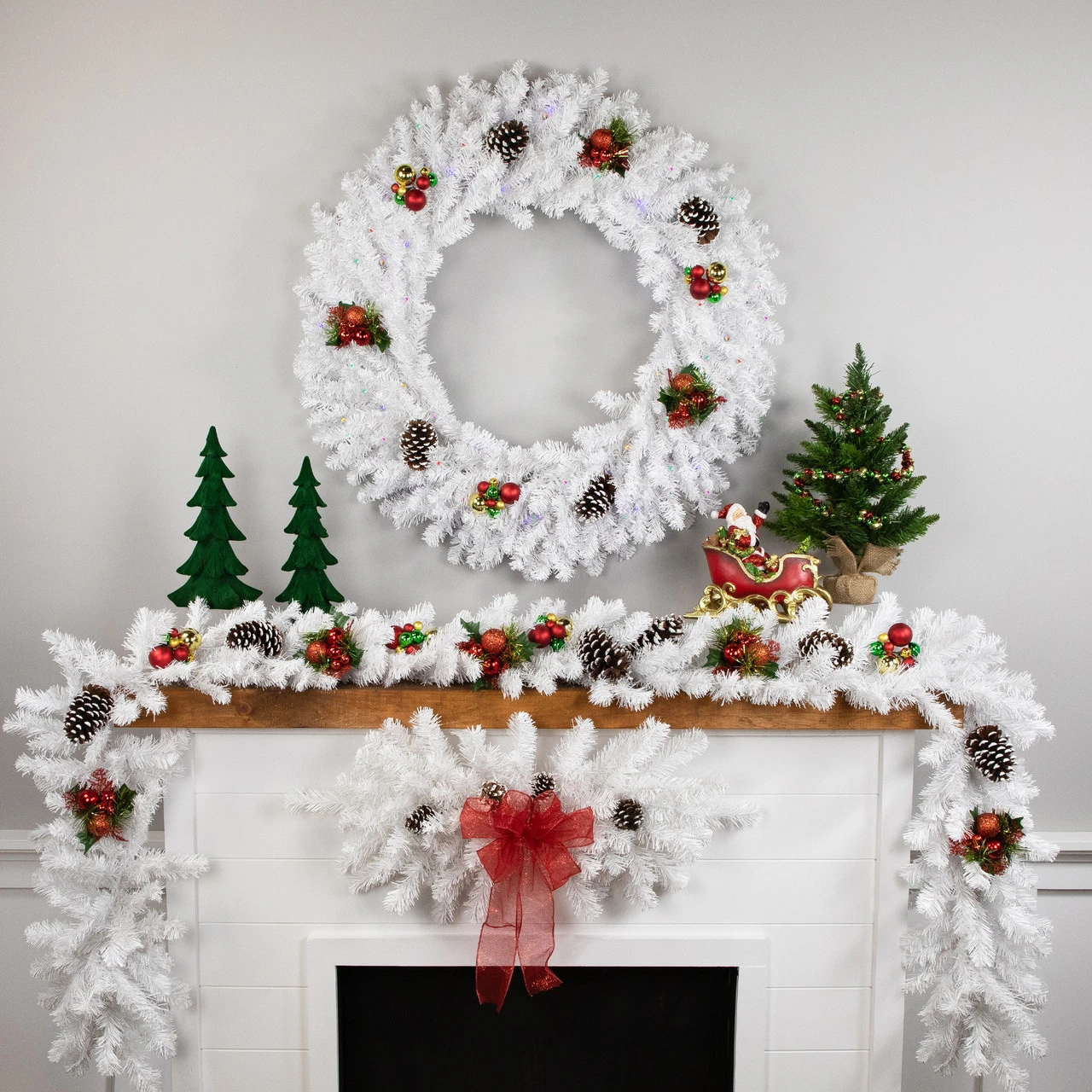 Pre-Lit White Pine LED Artificial Christmas Wreath - 36-Inch, Multicolor Lights 4 Pre-Lit White Pine LED Artificial Christmas Wreath - 36-Inch, Multicolor Lights - Image 2