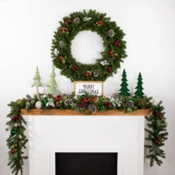 Pre-Lit Canadian Pine Artificial Christmas Wreath, 36 Inch, Multi Lights 6 Pre-Lit Canadian Pine Artificial Christmas Wreath, 36 Inch, Multi Lights -Christmas Decoration Store northlight v15882 2 39362.1683210260
