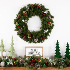 Pre-Lit Canadian Pine Artificial Christmas Wreath - 30-Inch, Multi Lights 7 Pre-Lit Canadian Pine Artificial Christmas Wreath - 30-Inch, Multi Lights -Christmas Decoration Store northlight v15882 3 66550.1667534226