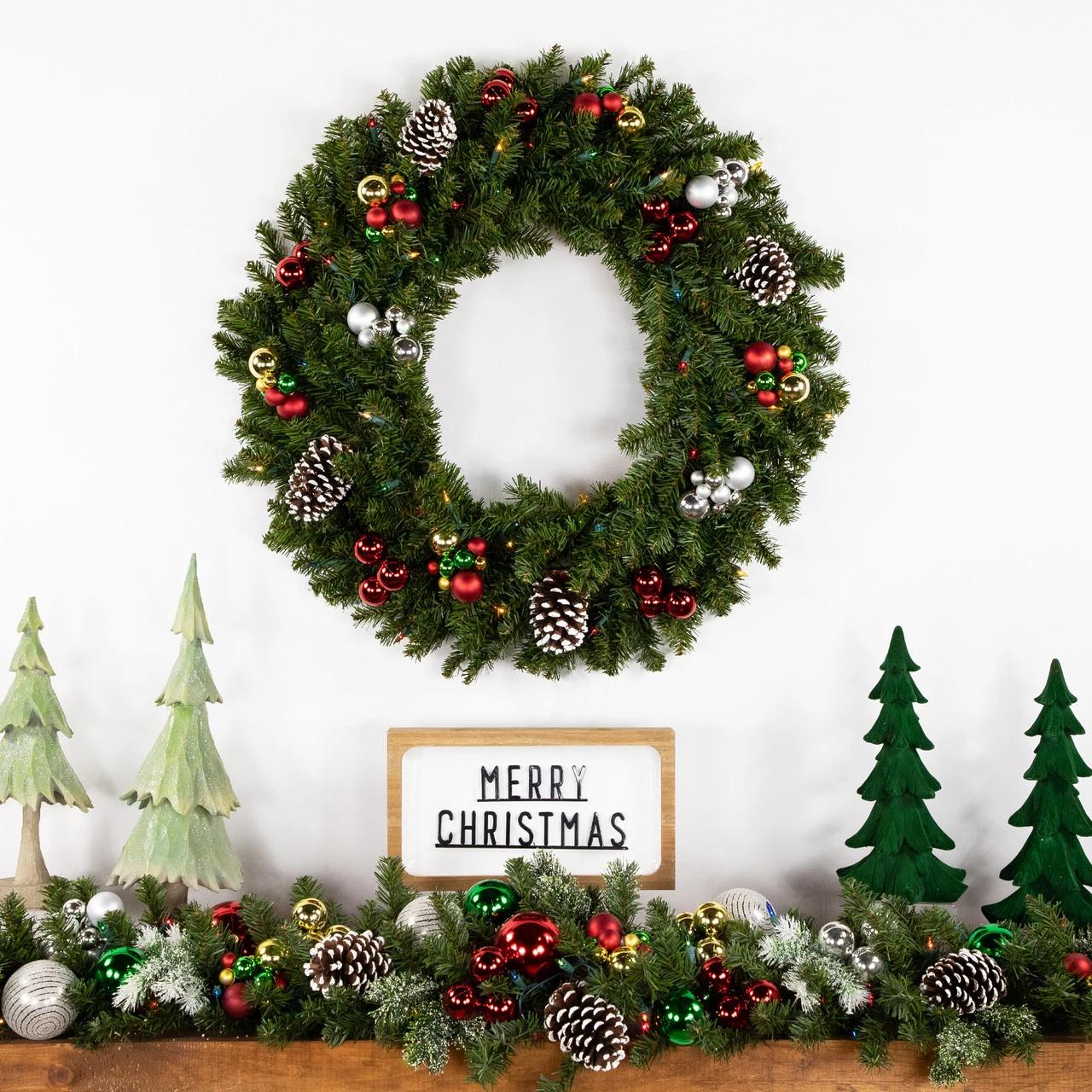 Pre-Lit Canadian Pine Artificial Christmas Wreath - 30-Inch, Multi Lights 5 Pre-Lit Canadian Pine Artificial Christmas Wreath - 30-Inch, Multi Lights - Image 3