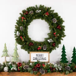 Pre-Lit Canadian Pine Artificial Christmas Wreath, 36 Inch, Multi Lights 7 Pre-Lit Canadian Pine Artificial Christmas Wreath, 36 Inch, Multi Lights -Christmas Decoration Store northlight v15890 3 65983.1683210260