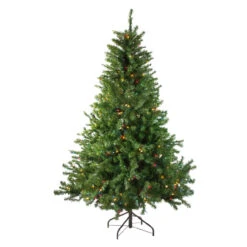 5' Pre-Lit Medium Canadian Pine Artificial Christmas Tree - Multicolor Lights