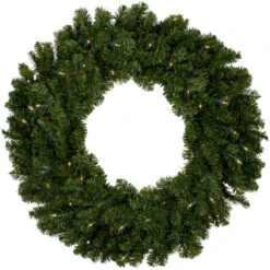 Pre-Lit Canadian Pine Artificial Christmas Wreath - 30-Inch, Clear Lights