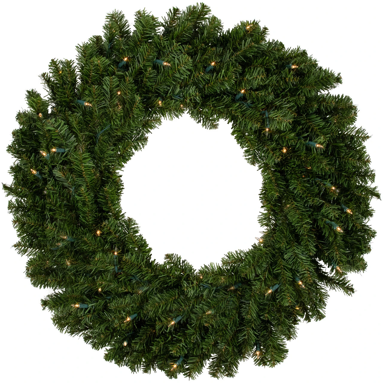 Pre-Lit Canadian Pine Artificial Christmas Wreath - 30-Inch, Clear Lights 3 Pre-Lit Canadian Pine Artificial Christmas Wreath - 30-Inch, Clear Lights