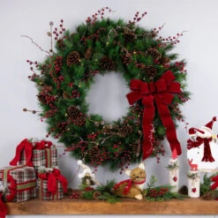 Pre-lit Royal Oregon Pine Artificial Christmas Wreath, 36 Inch, Clear Lights -Christmas Decoration Store northlight v15928 thumbnail 16969.1683152298
