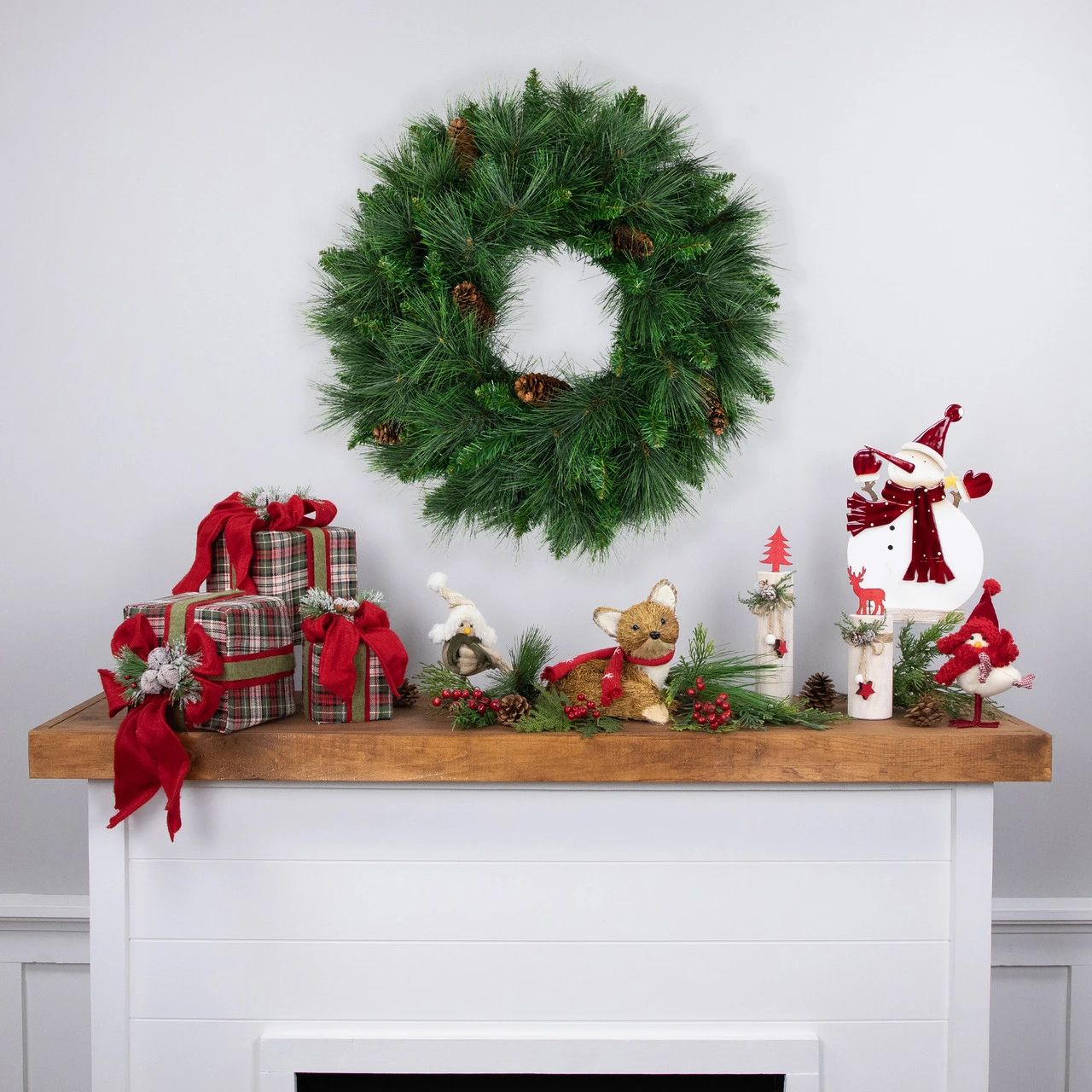 24" White Valley Pine With Pine Cones Artificial Christmas Wreath - Unlit 4 24" White Valley Pine With Pine Cones Artificial Christmas Wreath - Unlit - Image 2