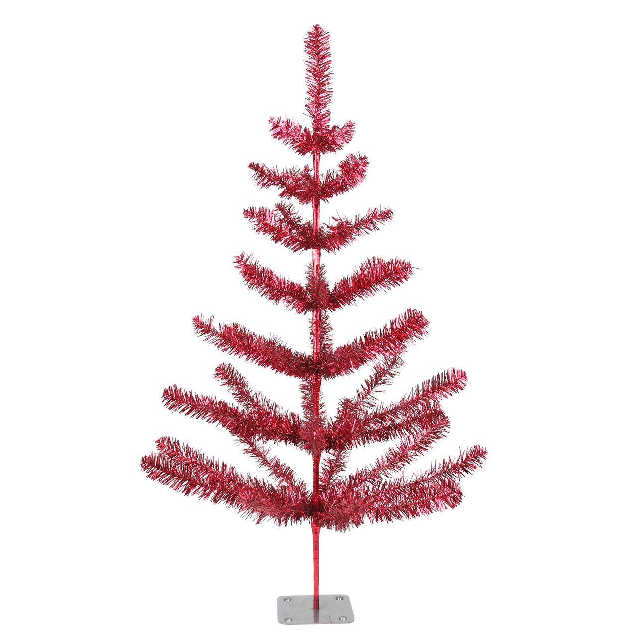 3' Medium Red Tinsel Twig Artificial Christmas Tree, Unlit 3 3' Medium Red Tinsel Twig Artificial Christmas Tree, Unlit